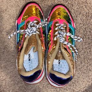 Gold & colorful sneakers. Very good condition. Very stylish